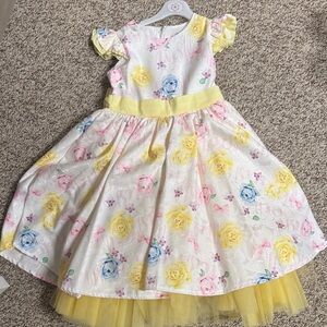 Floral Kids Formal Dress with Yellow Accents